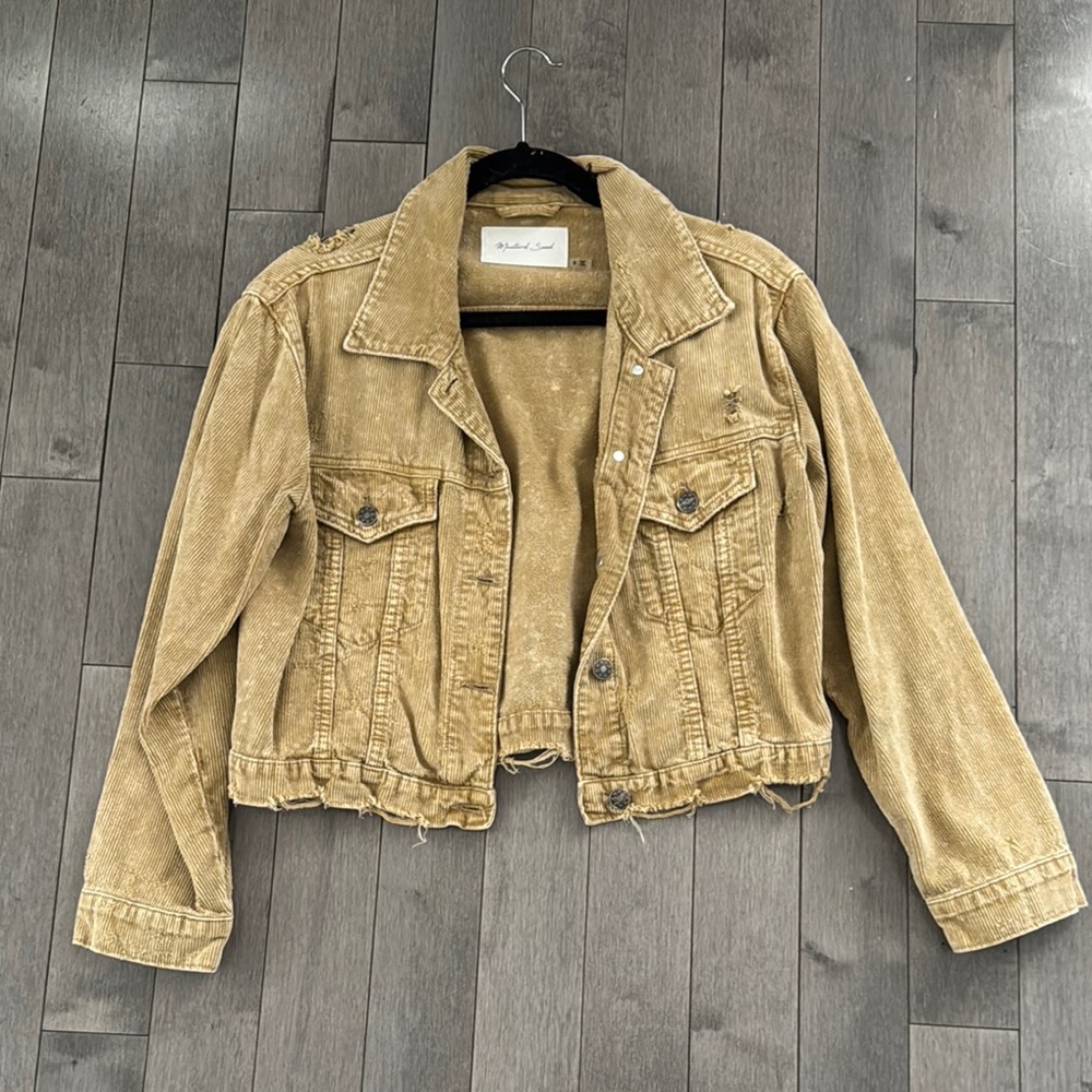 Mustard Seed Tan Jean Jacket Cropped Corduroy